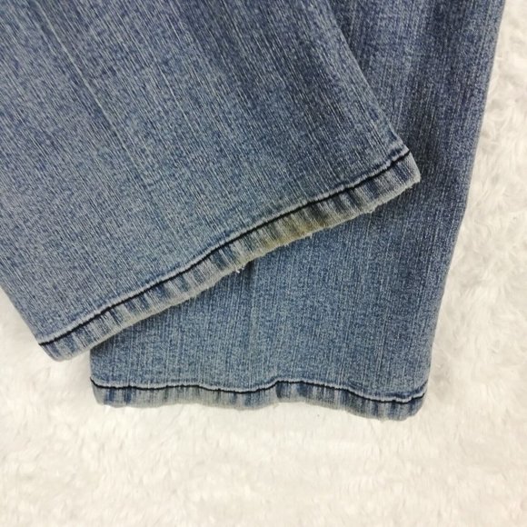 Duplex Womens Jeans Straight Leg Blue Denim Medium Wash Mid Rise Stitching 10 - Picture 10 of 12